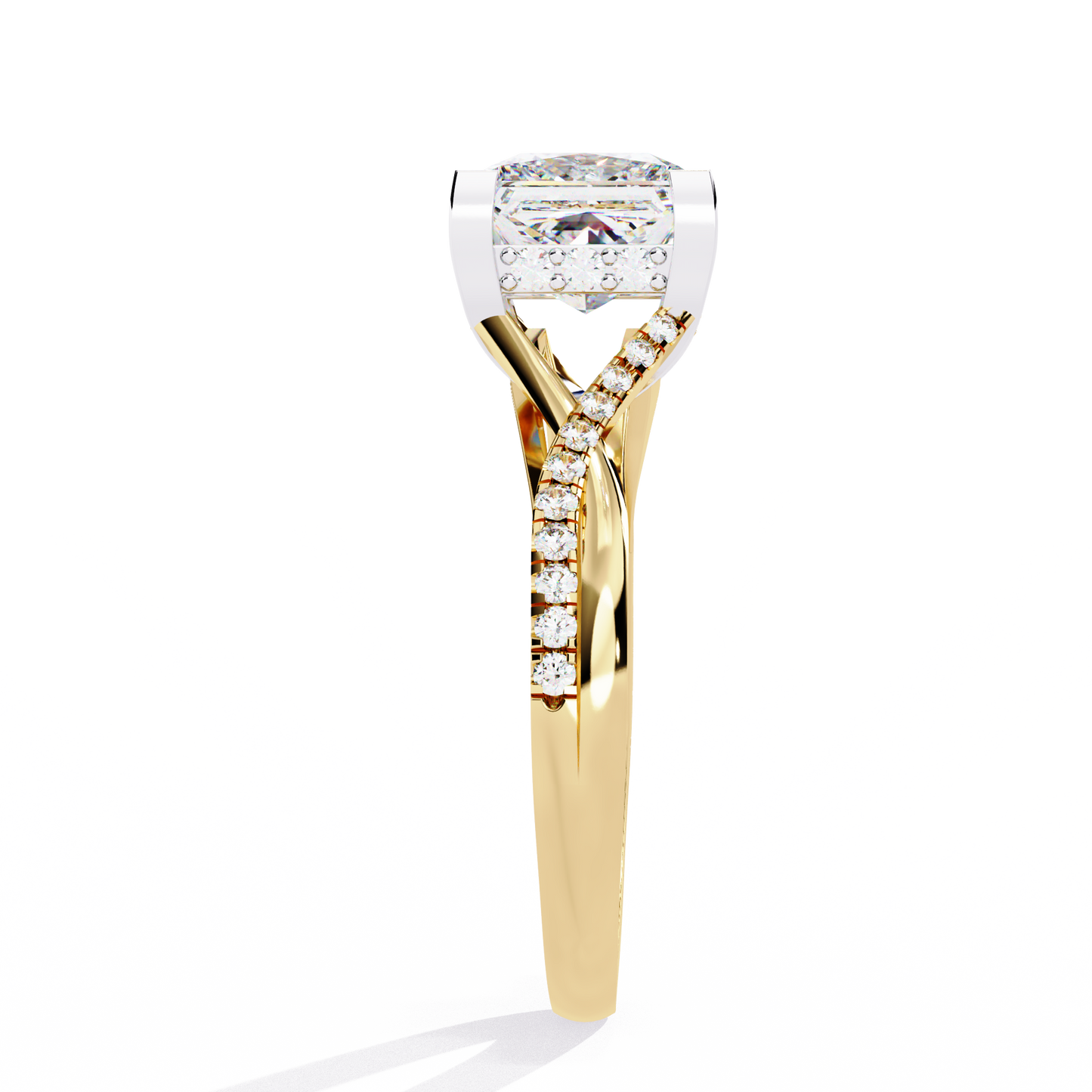 radiant twist lab grown diamond ring