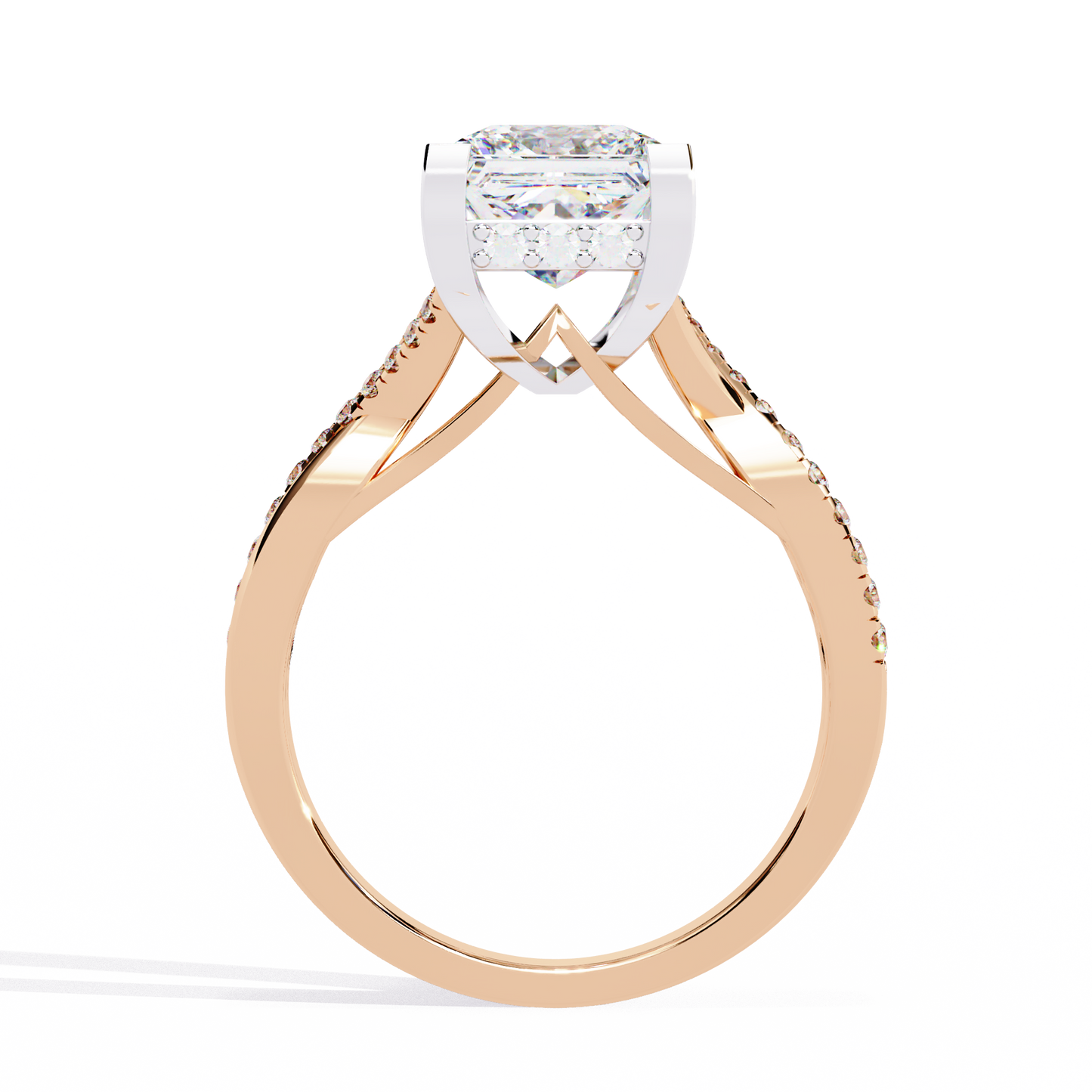 radiant twist lab grown diamond ring