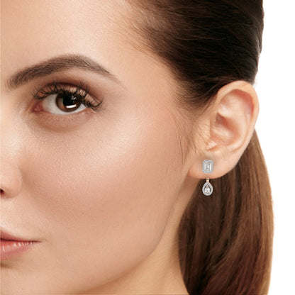 Grand Era Emerald & Pear Double Halo Lab Grown Diamond Drop Earrings