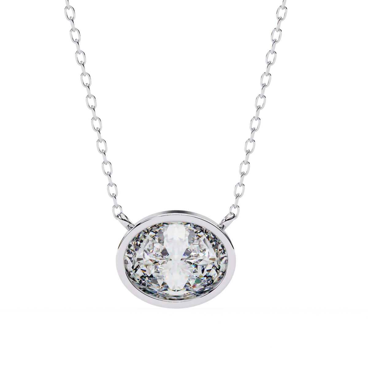 Ella Oval Bezel Solitaire Lab Grown Diamond Necklace - Ophiratbf