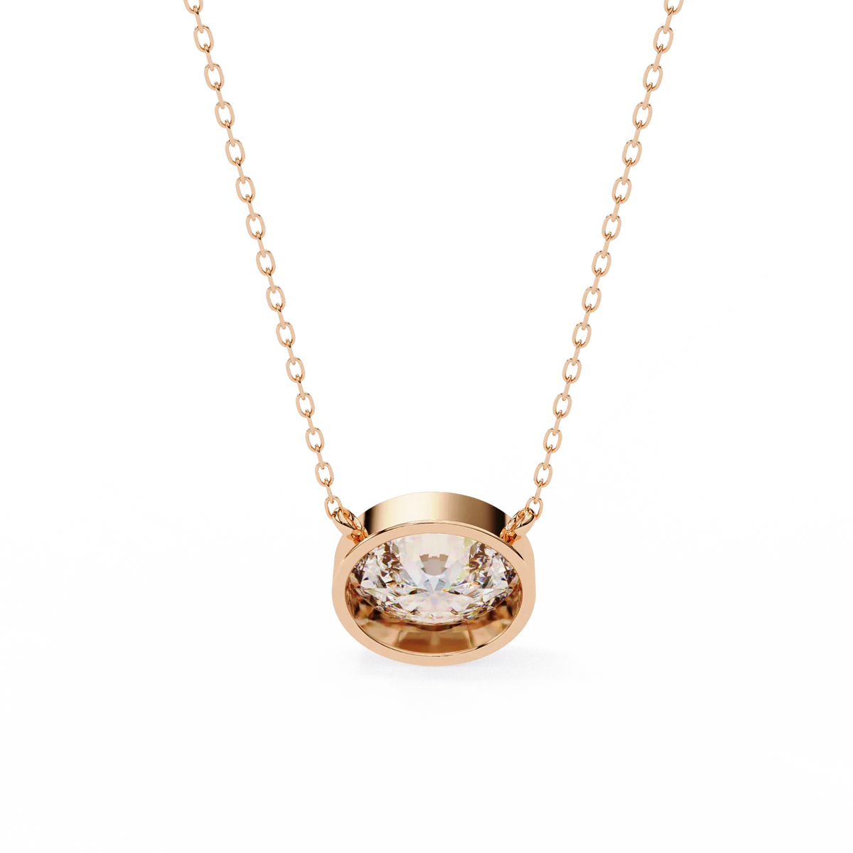Ella Oval Bezel Solitaire Lab Grown Diamond Necklace - Ophiratbf