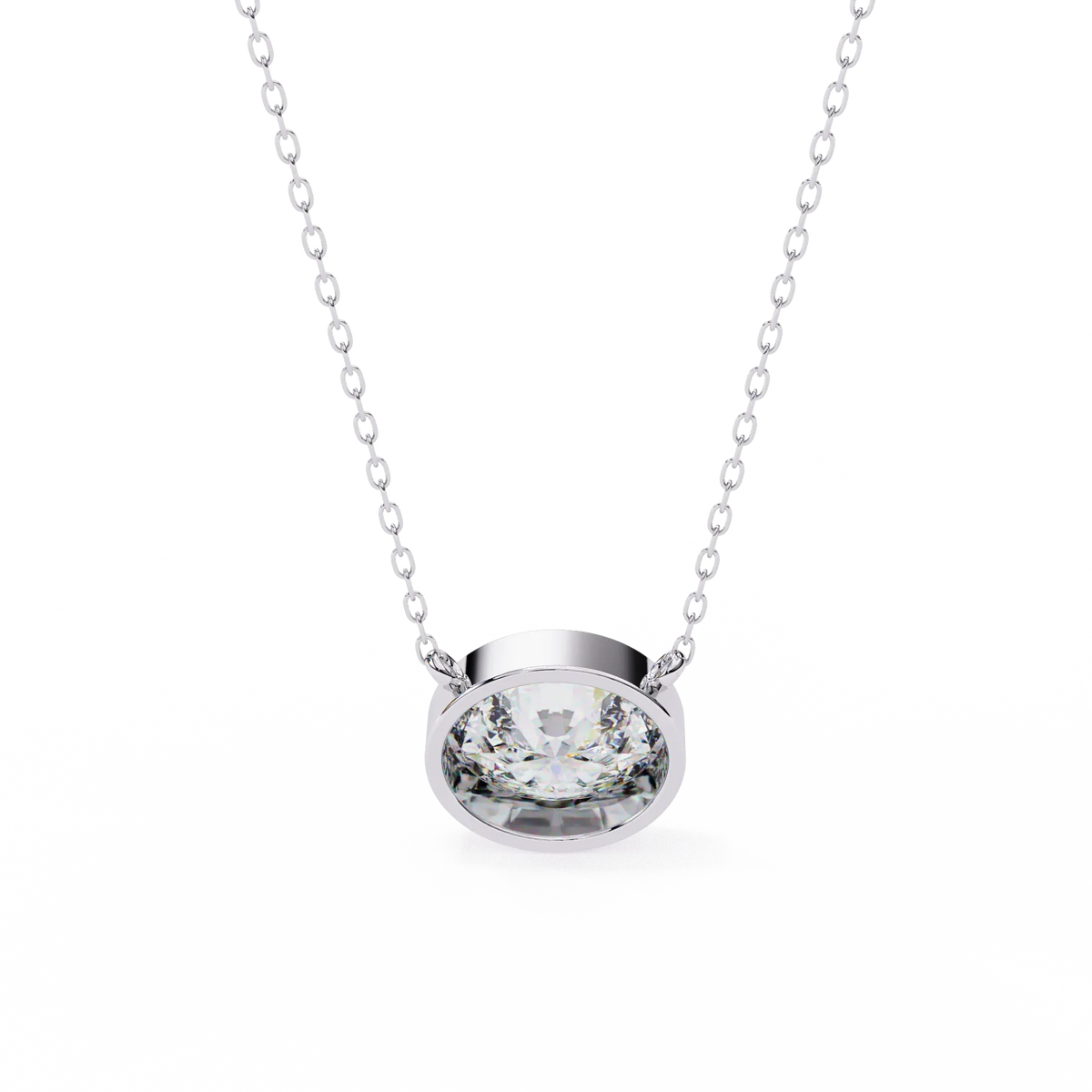 Ella Oval Bezel Solitaire Lab Grown Diamond Necklace - Ophiratbf