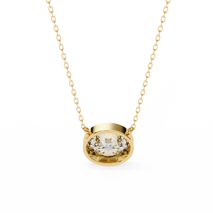 Ella Oval Bezel Solitaire Lab Grown Diamond Necklace