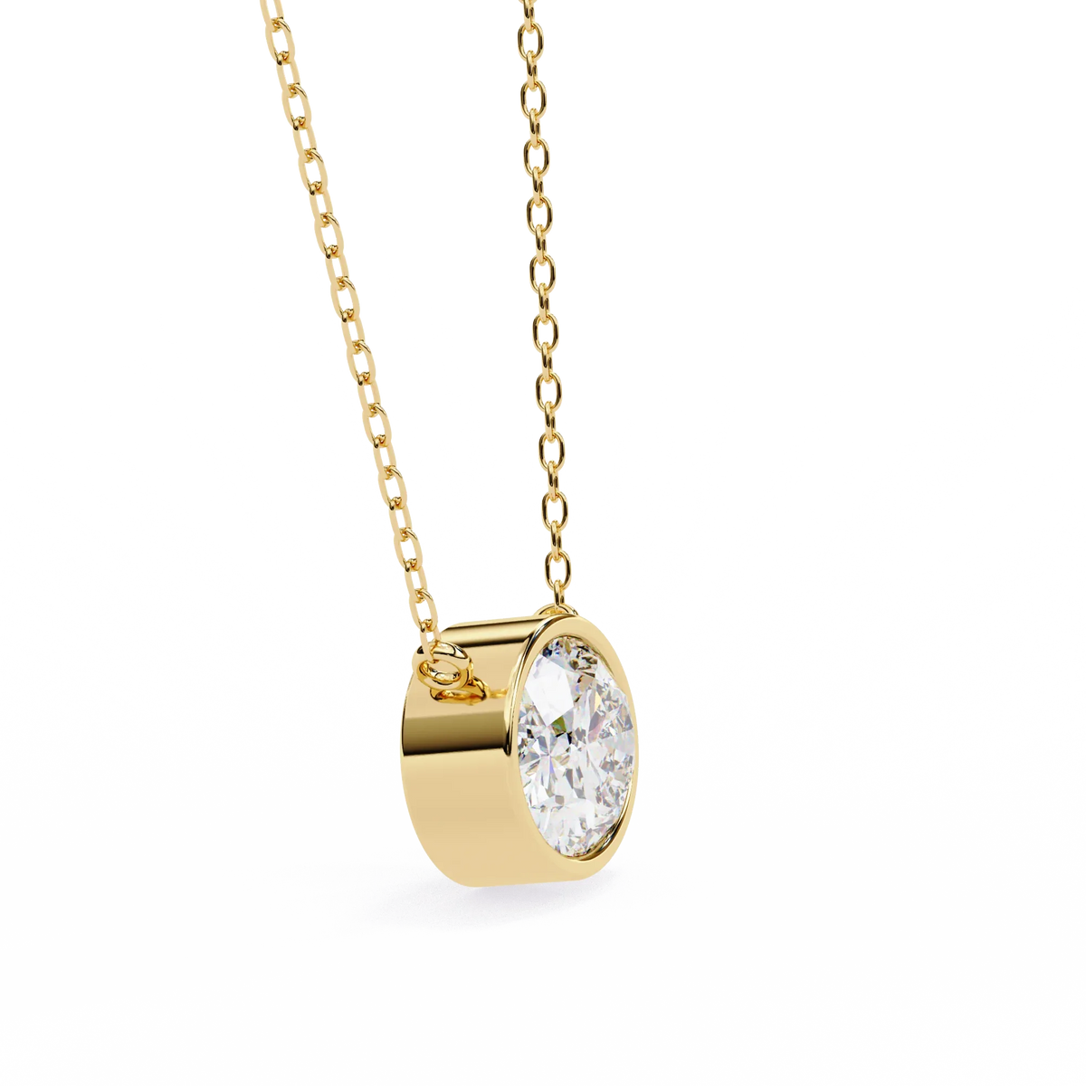 Ella Oval Bezel Solitaire Lab Grown Diamond Necklace - Ophiratbf