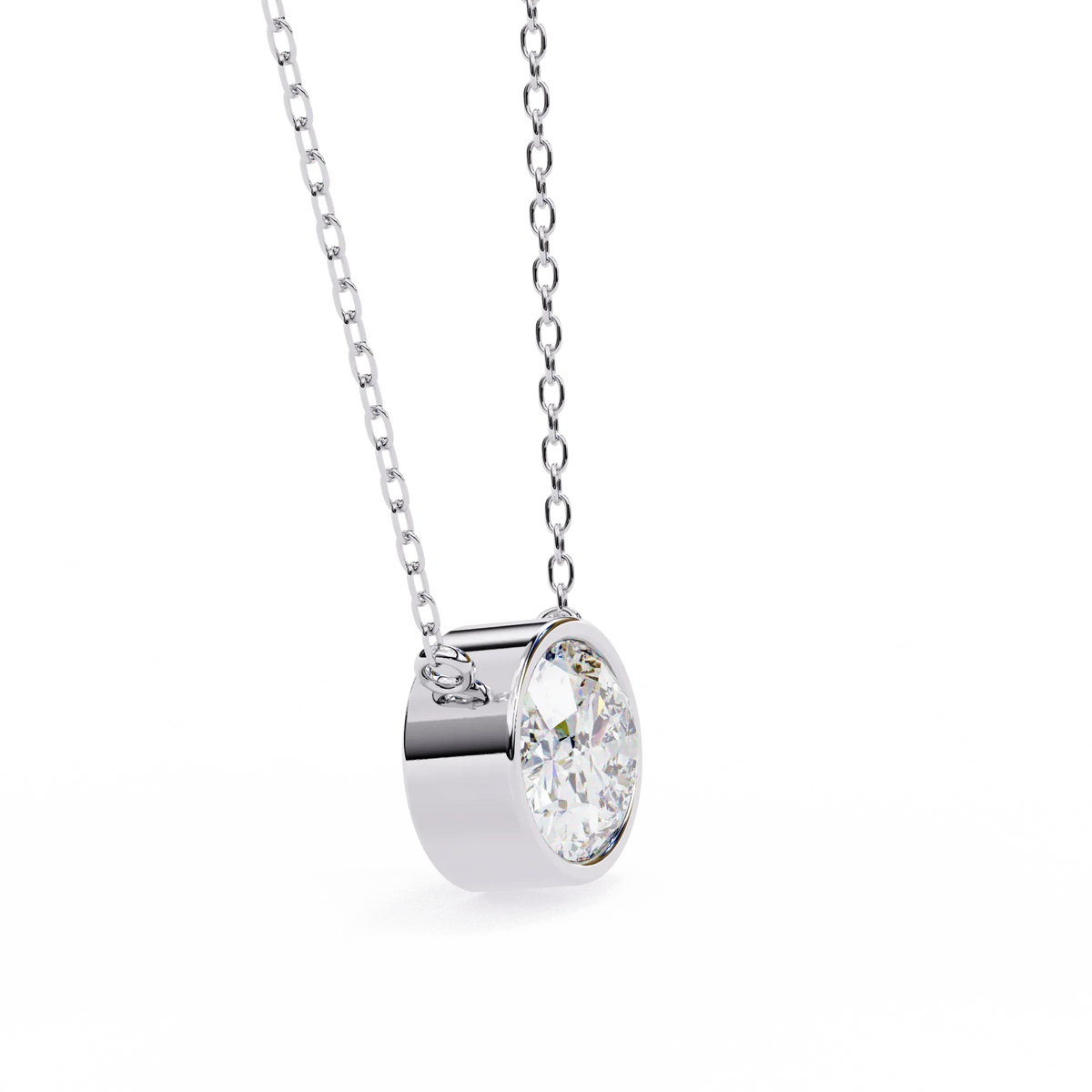 Ella Oval Bezel Solitaire Lab Grown Diamond Necklace - Ophiratbf