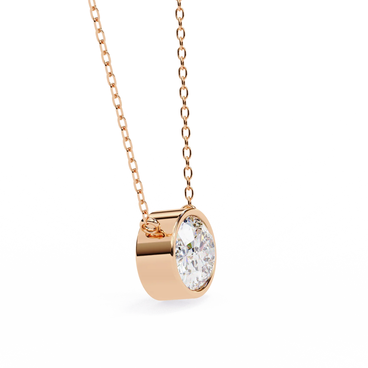 Ella Oval Bezel Solitaire Lab Grown Diamond Necklace - Ophiratbf
