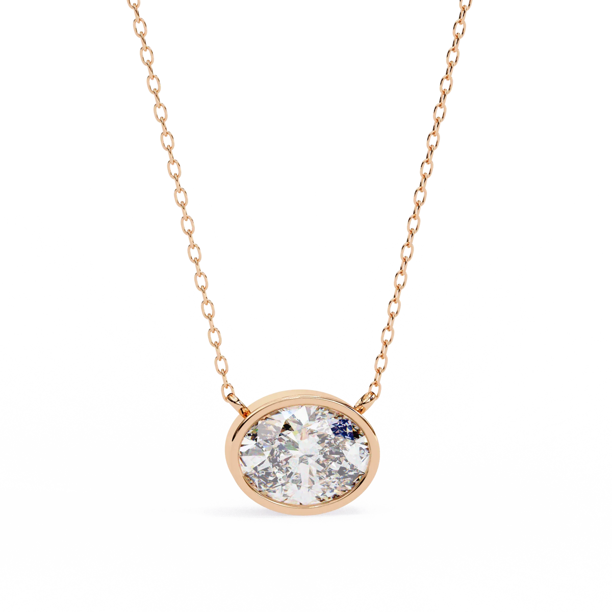 Ella Oval Bezel Solitaire Lab Grown Diamond Necklace - Ophiratbf
