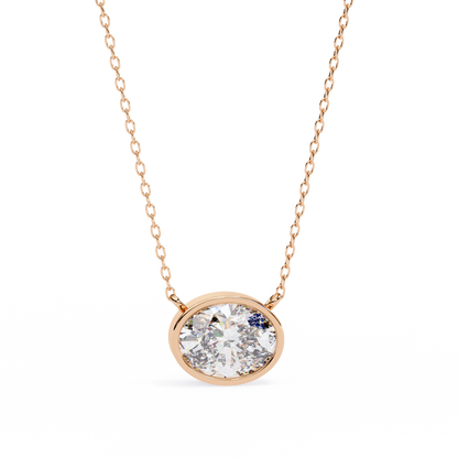 Ella Oval Bezel Solitaire Lab Grown Diamond Necklace