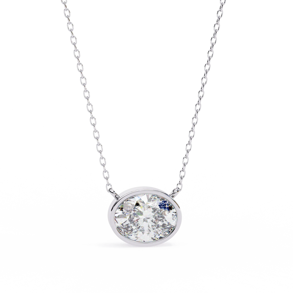 Ella Oval Bezel Solitaire Lab Grown Diamond Necklace - Ophiratbf