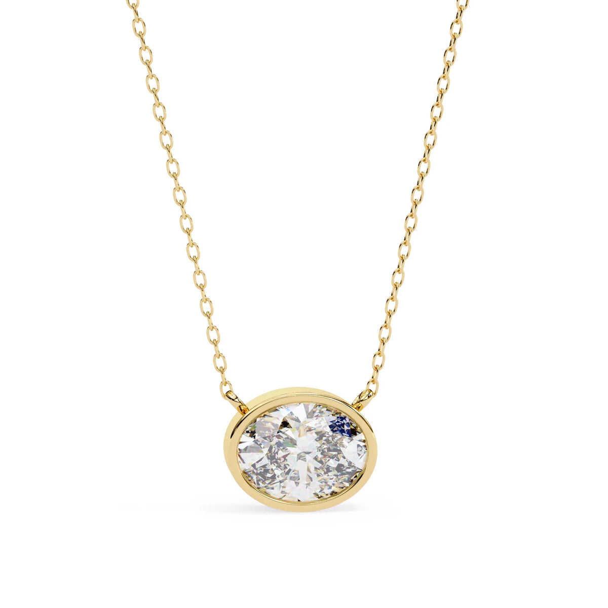 Ella Oval Bezel Solitaire Lab Grown Diamond Necklace - Ophiratbf