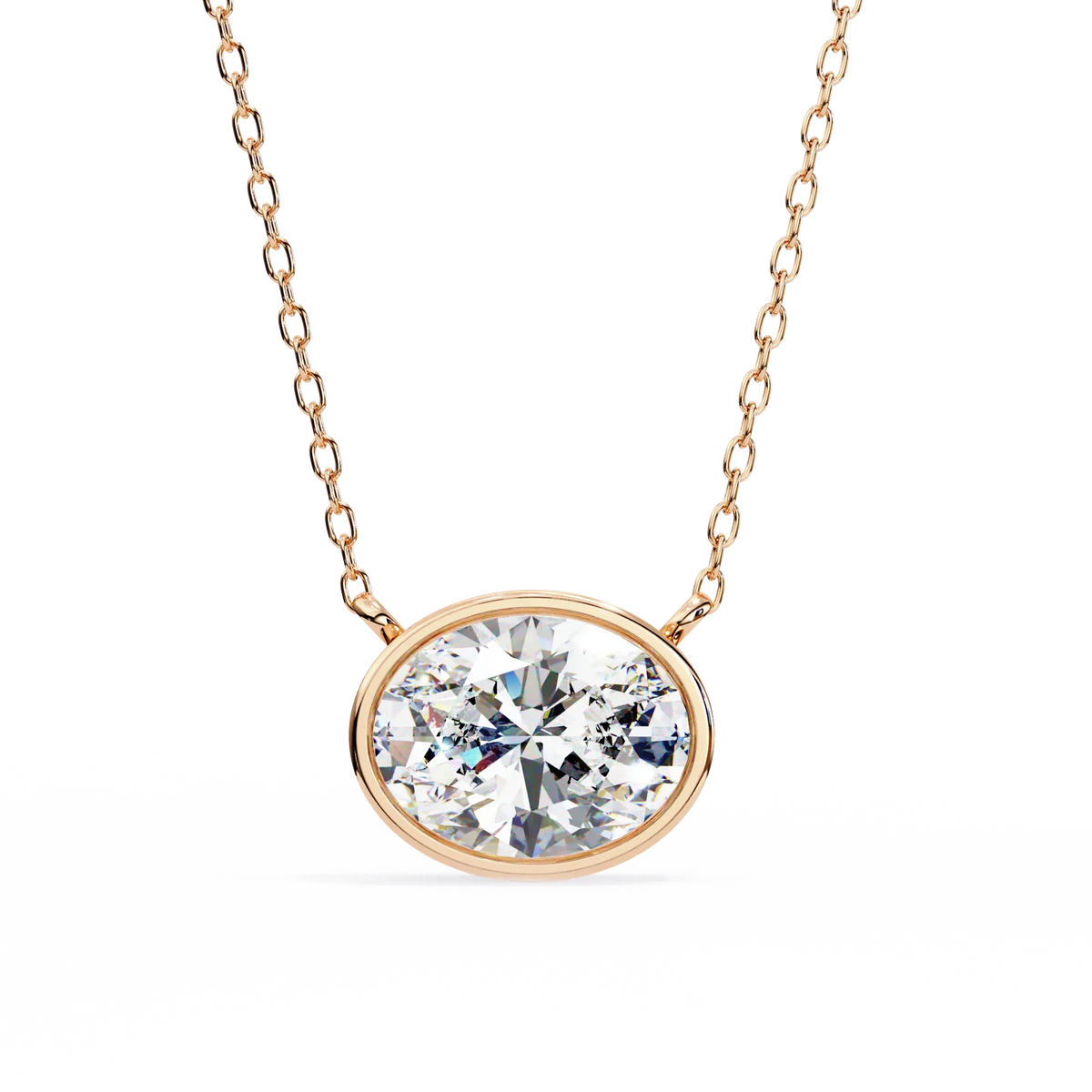 Ella Oval Bezel Solitaire Lab Grown Diamond Necklace - Ophiratbf