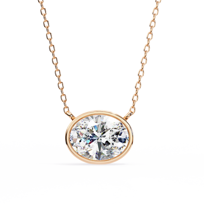 Ella Oval Bezel Solitaire Lab Grown Diamond Necklace