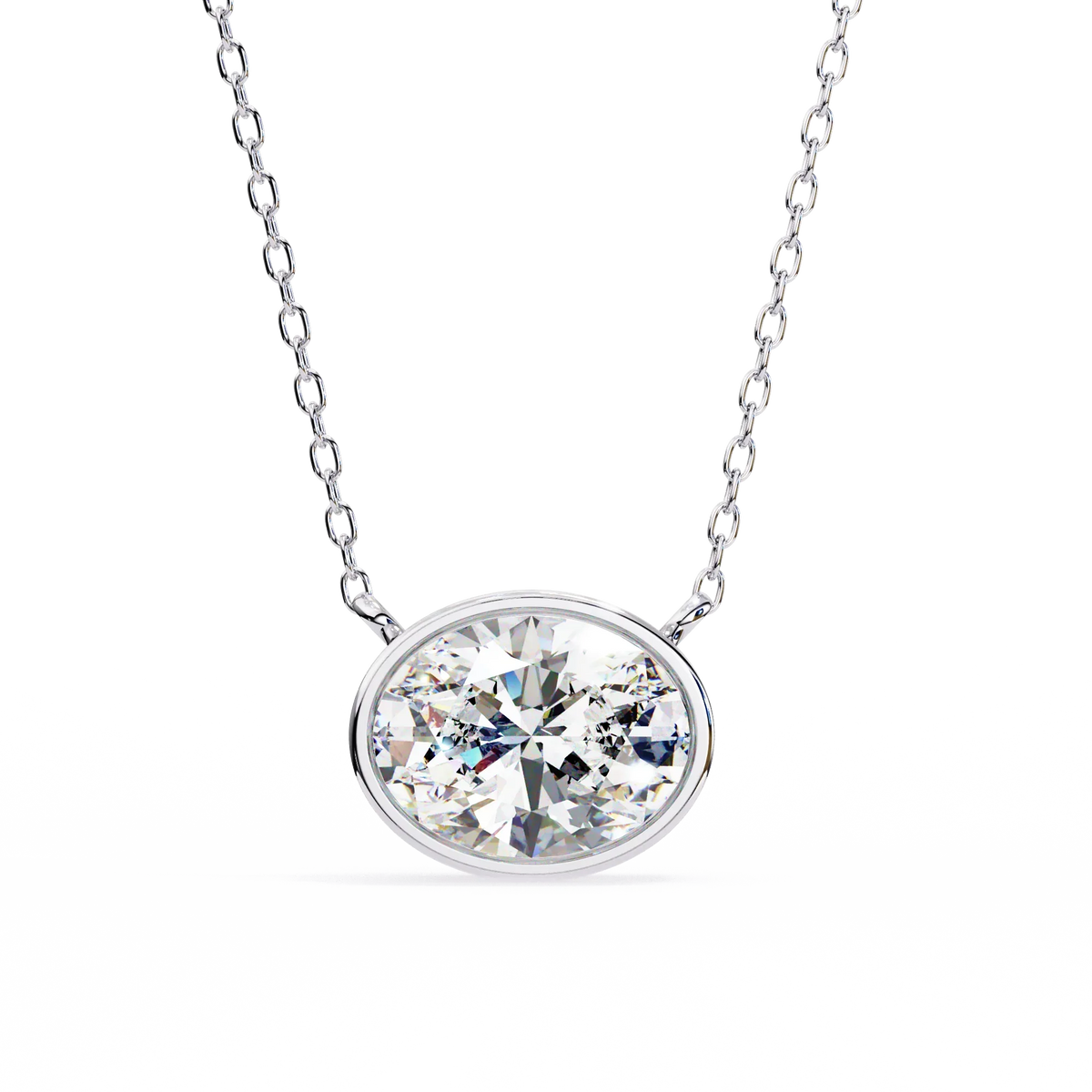 Ella Oval Bezel Solitaire Lab Grown Diamond Necklace - Ophiratbf