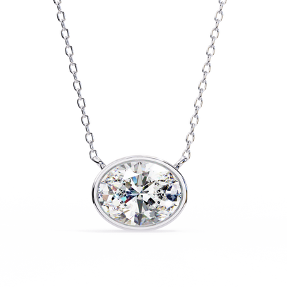 Ella Oval Bezel Solitaire Lab Grown Diamond Necklace