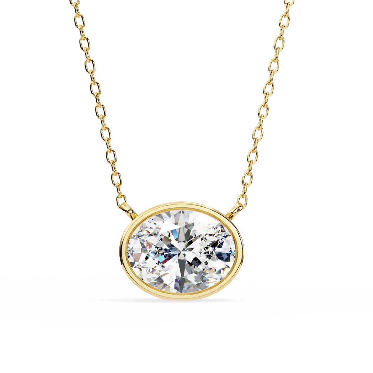 Ella Oval Bezel Solitaire Lab Grown Diamond Necklace - Ophiratbf