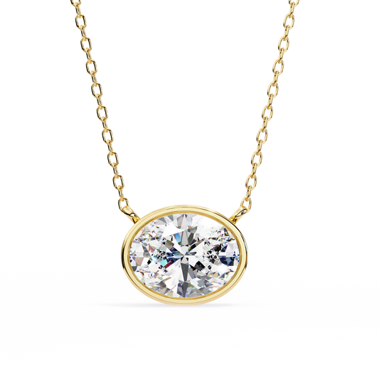 Ella Oval Bezel Solitaire Lab Grown Diamond Necklace