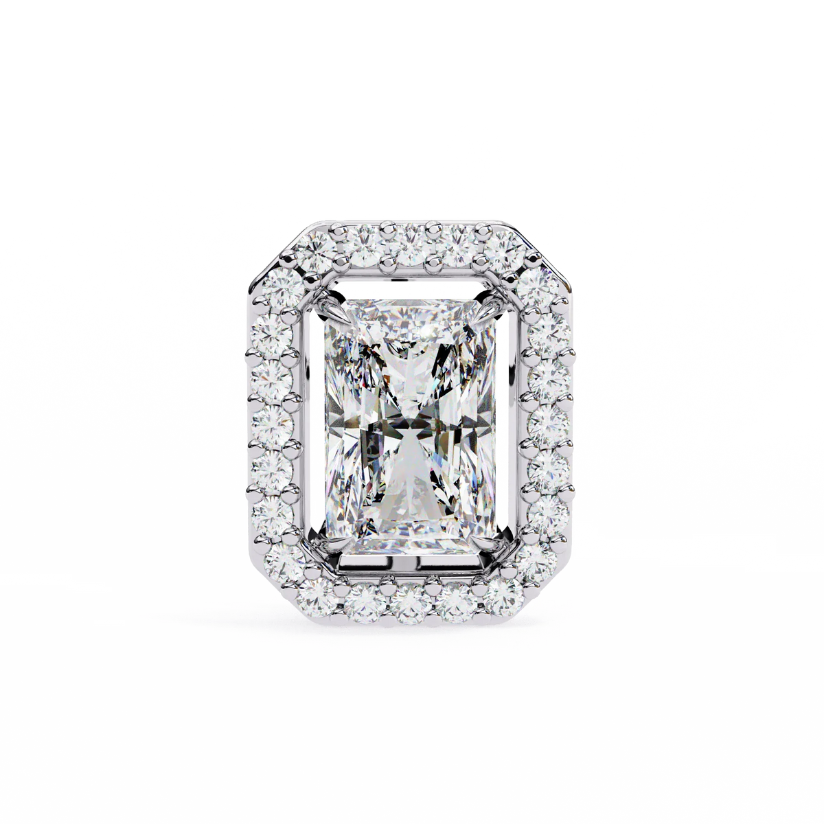 Gatsby Emerald Halo Lab Grown Diamond Studs - Ophiratbf