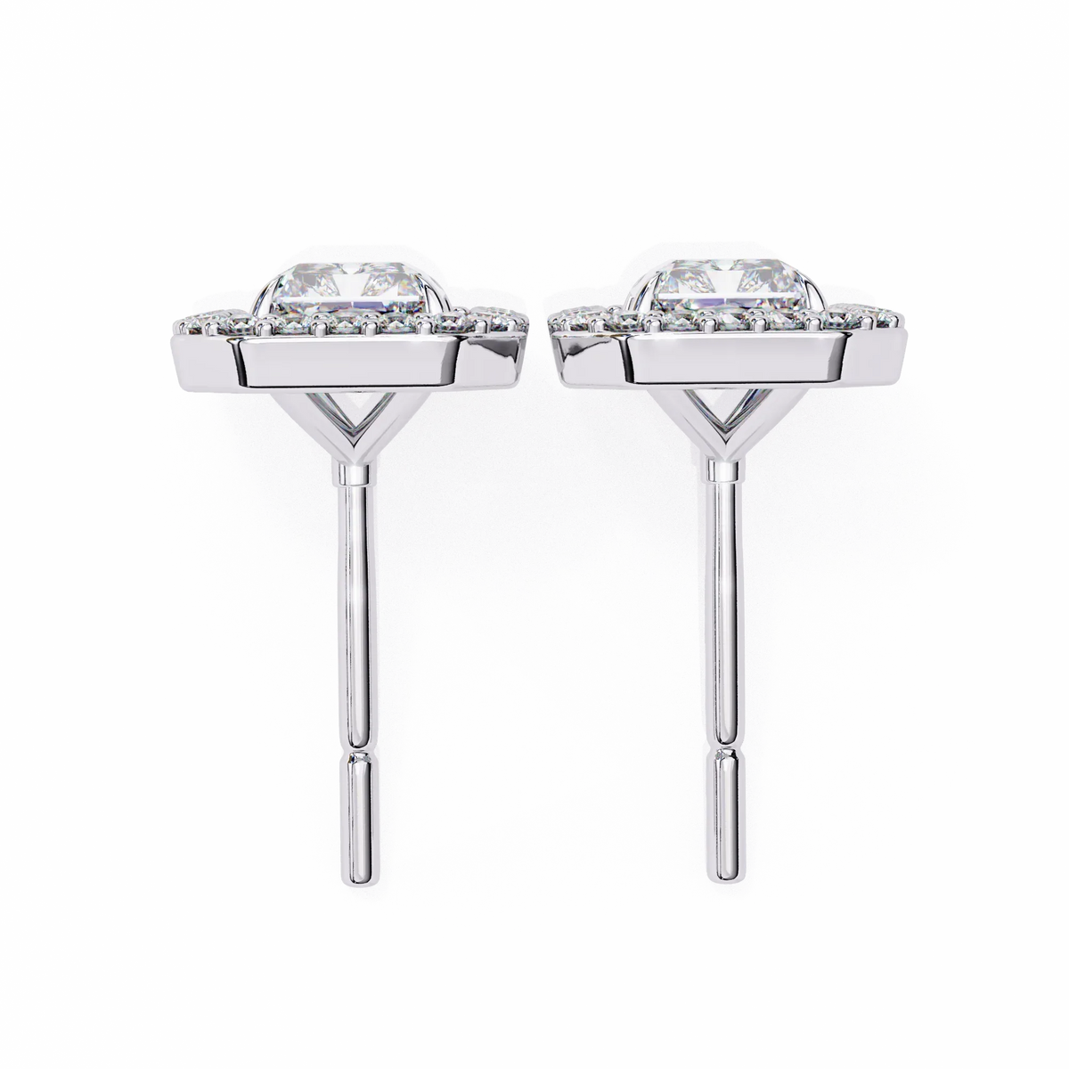 Gatsby Emerald Halo Lab Grown Diamond Studs - Ophiratbf