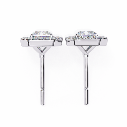 Gatsby Emerald Halo Lab Grown Diamond Studs