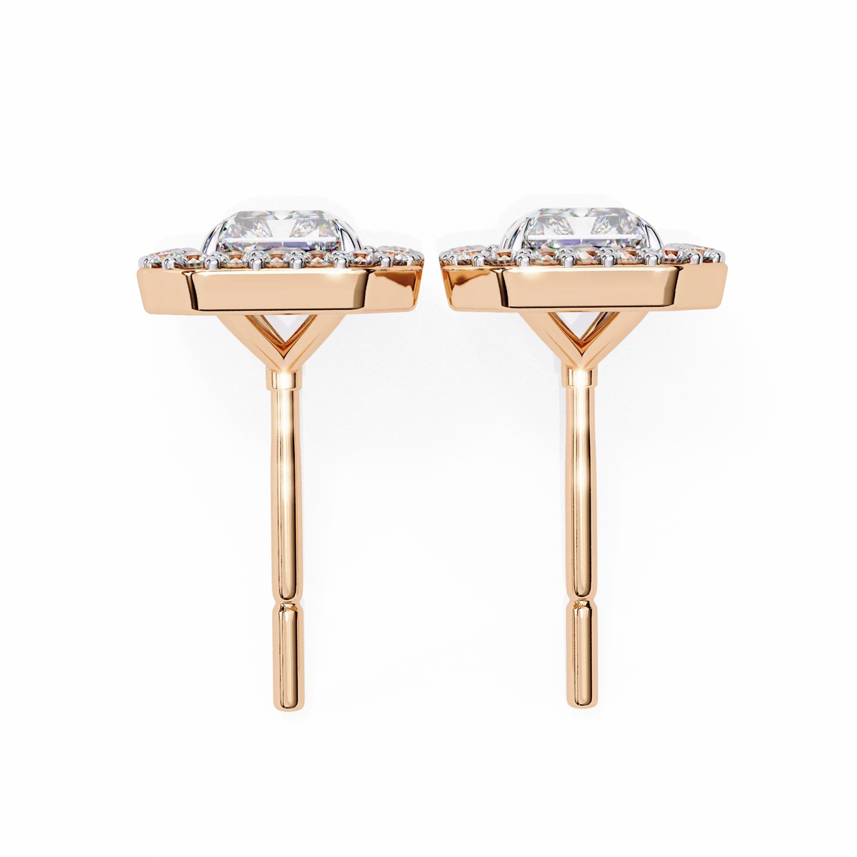 Gatsby Emerald Halo Lab Grown Diamond Studs - Ophiratbf