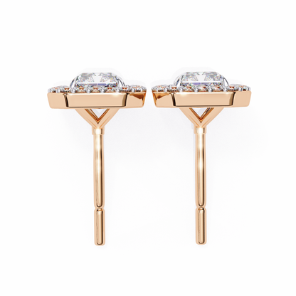 Gatsby Emerald Halo Lab Grown Diamond Studs