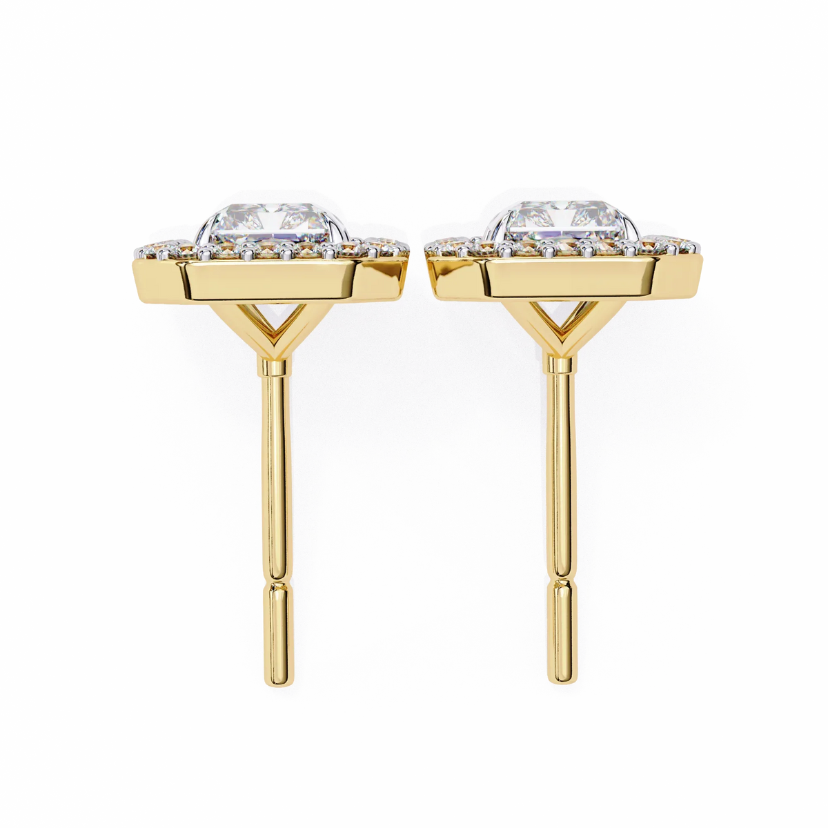 Gatsby Emerald Halo Lab Grown Diamond Studs - Ophiratbf