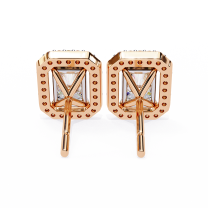 Gatsby Emerald Halo Lab Grown Diamond Studs