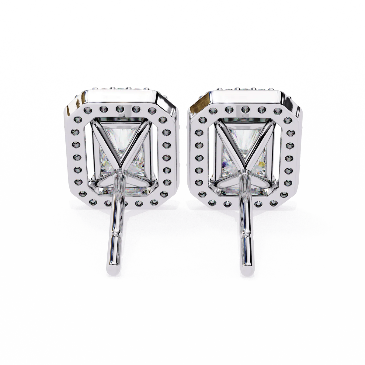 Gatsby Emerald Halo Lab Grown Diamond Studs - Ophiratbf