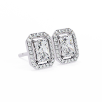 Gatsby Emerald Halo Lab Grown Diamond Studs - Ophiratbf