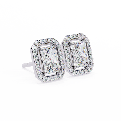 Gatsby Emerald Halo Lab Grown Diamond Studs