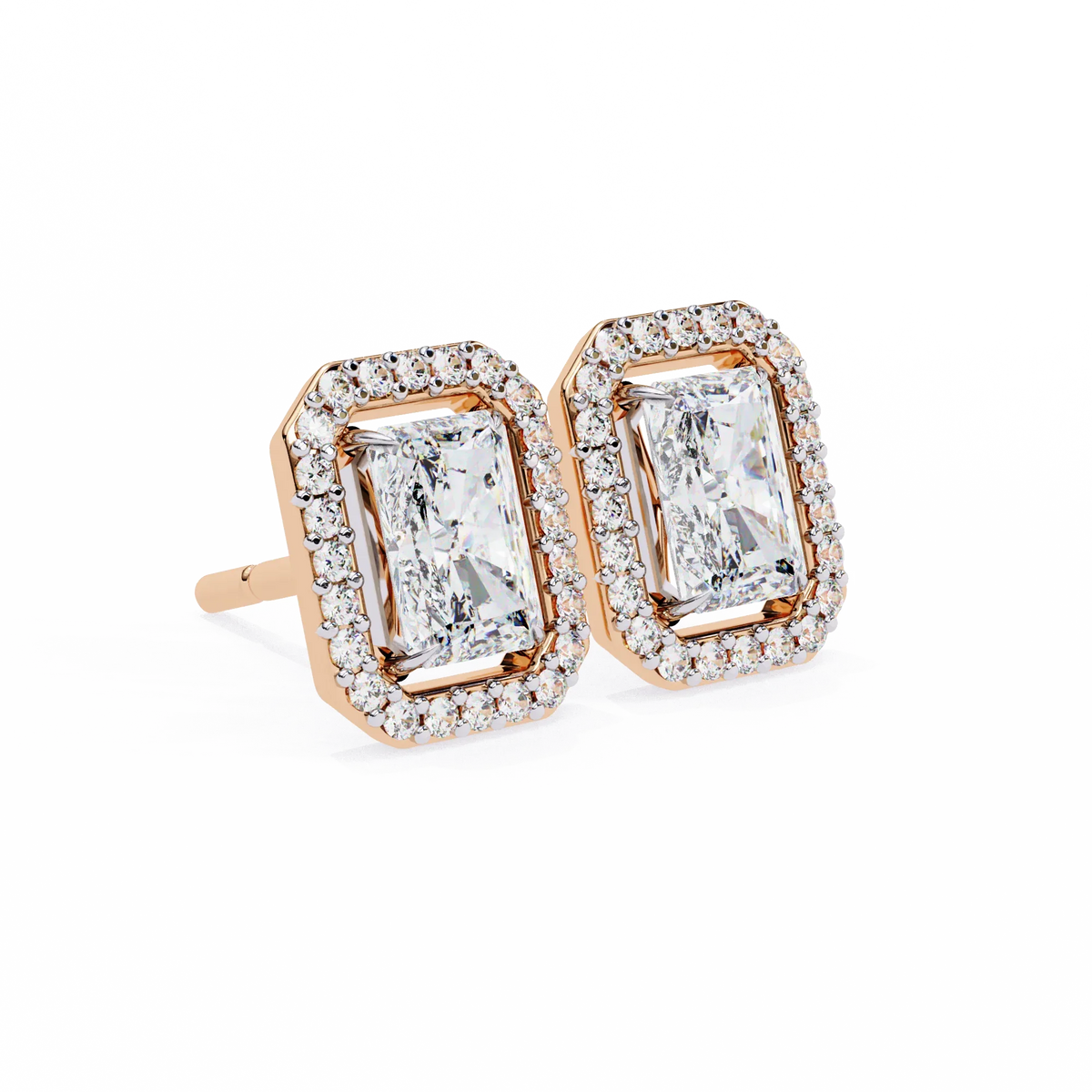 Gatsby Emerald Halo Lab Grown Diamond Studs - Ophiratbf