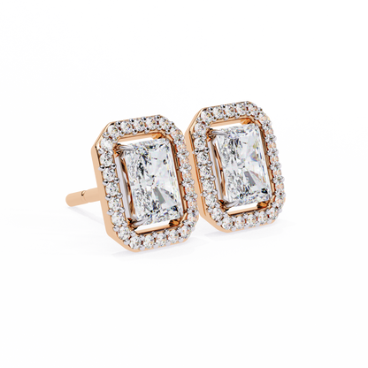 Gatsby Emerald Halo Lab Grown Diamond Studs