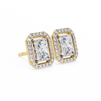 Gatsby Emerald Halo Lab Grown Diamond Studs - Ophiratbf