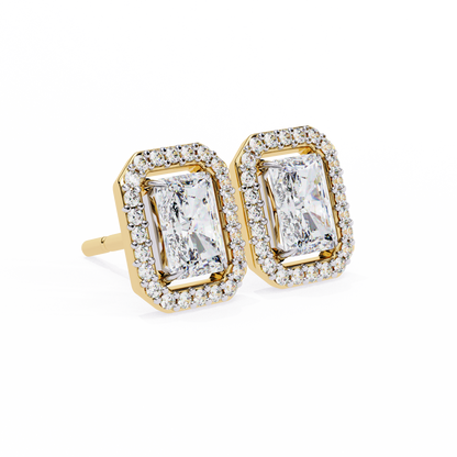 Gatsby Emerald Halo Lab Grown Diamond Studs