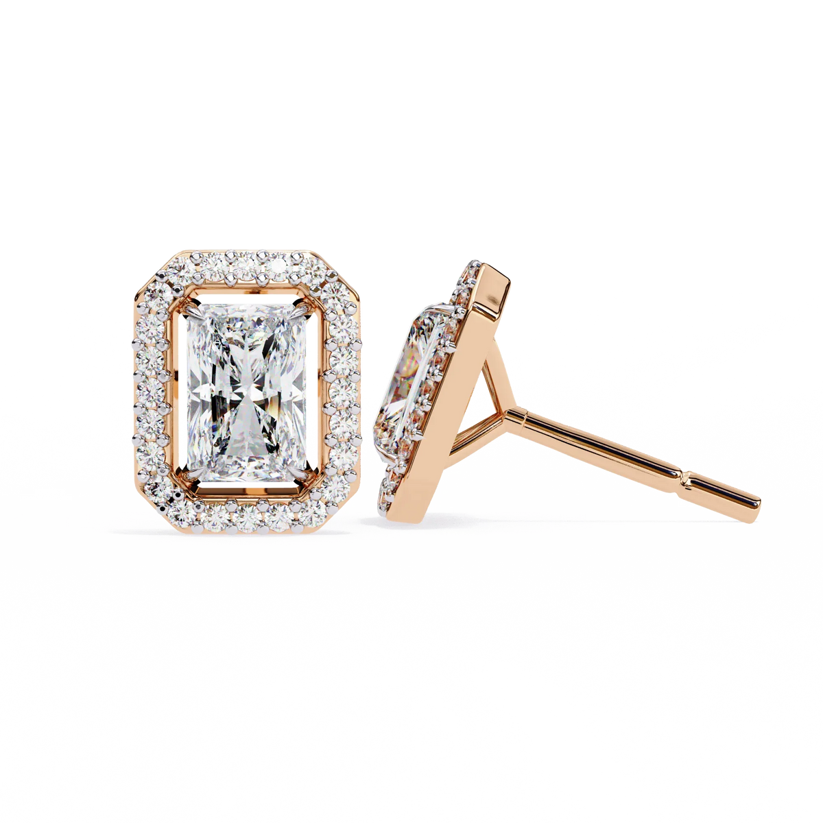 Gatsby Emerald Halo Lab Grown Diamond Studs - Ophiratbf