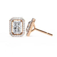 Gatsby Emerald Halo Lab Grown Diamond Studs - Ophiratbf