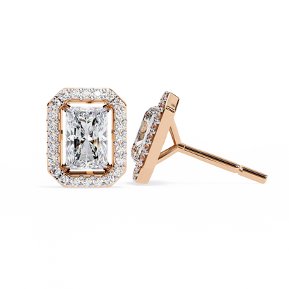 Gatsby Emerald Halo Lab Grown Diamond Studs