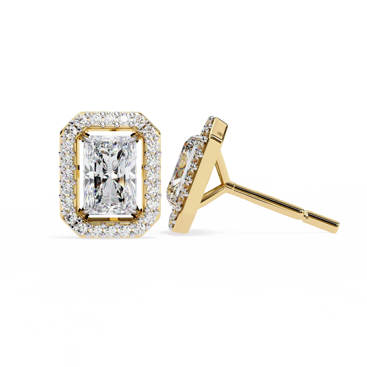 Gatsby Emerald Halo Lab Grown Diamond Studs - Ophiratbf