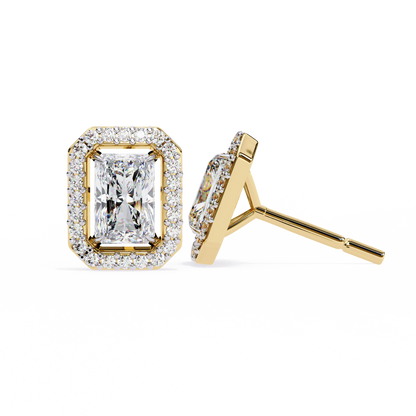Gatsby Emerald Halo Lab Grown Diamond Studs