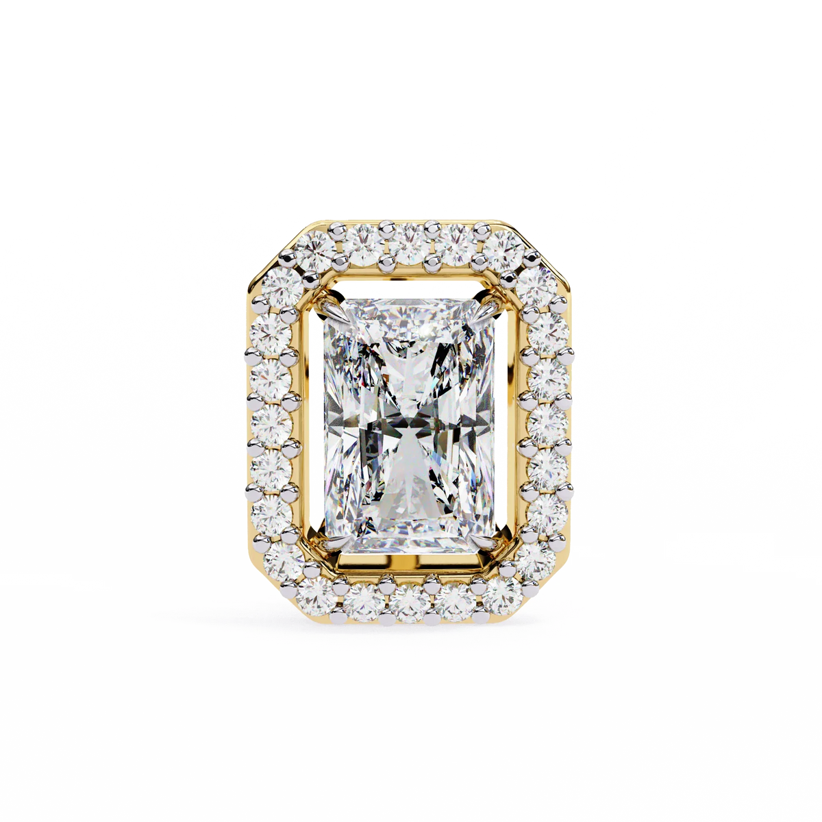 Gatsby Emerald Halo Lab Grown Diamond Studs - Ophiratbf