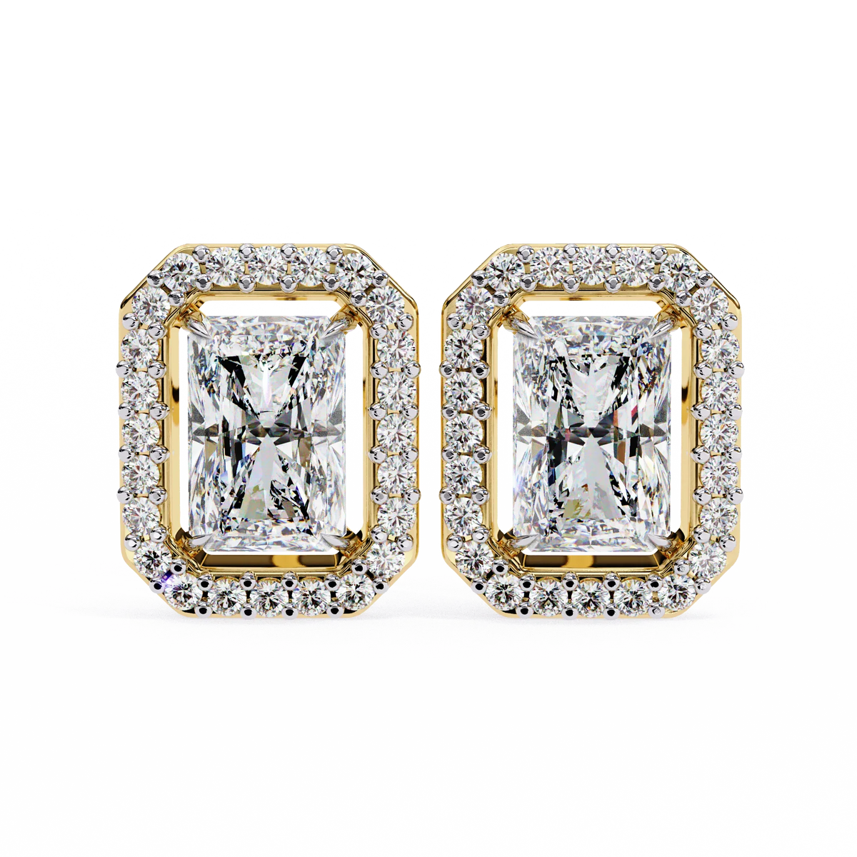 Gatsby Emerald Halo Lab Grown Diamond Studs - Ophiratbf