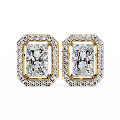 Gatsby Emerald Halo Lab Grown Diamond Studs
