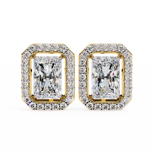 Gatsby Emerald Halo Lab Grown Diamond Studs