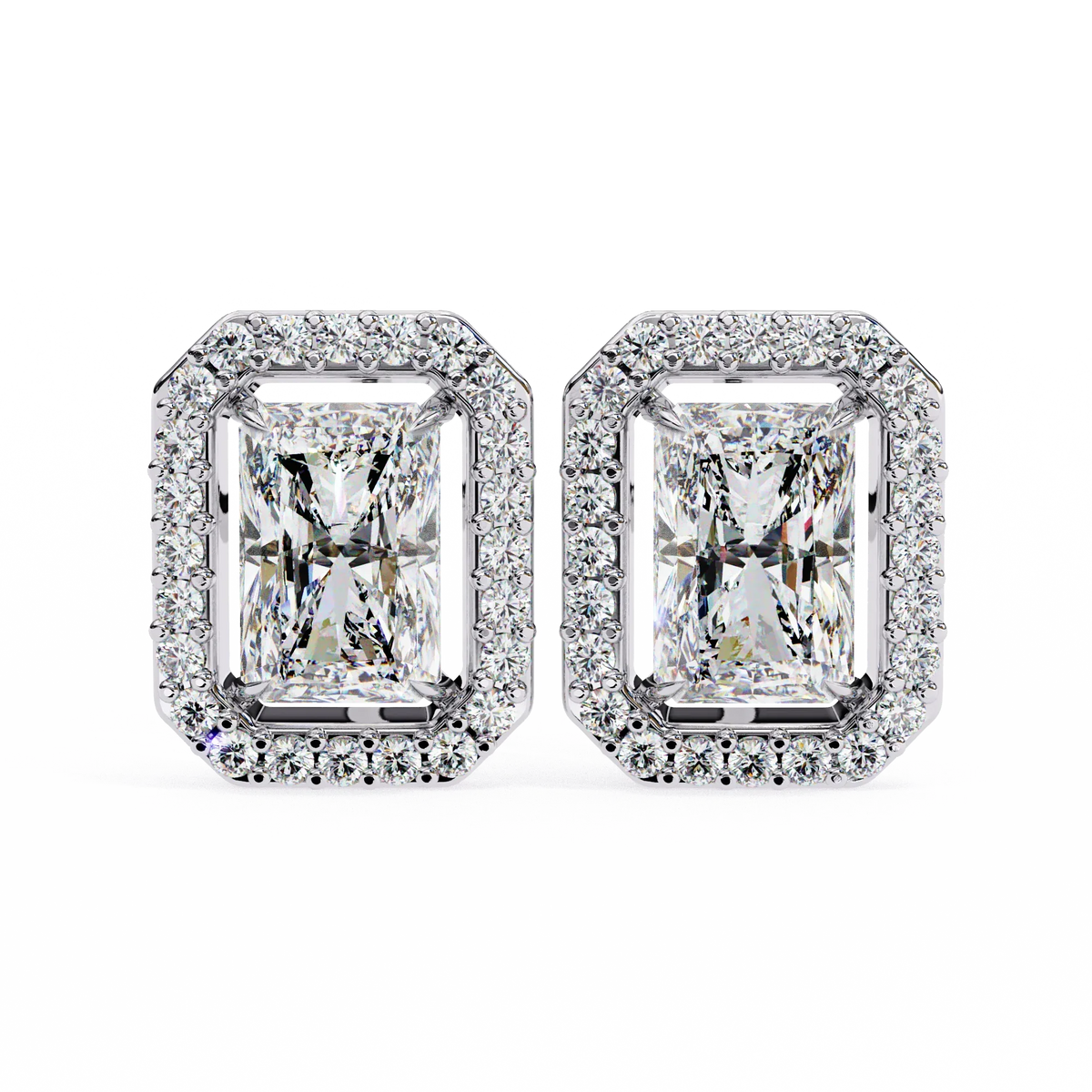 Gatsby Emerald Halo Lab Grown Diamond Studs - Ophiratbf