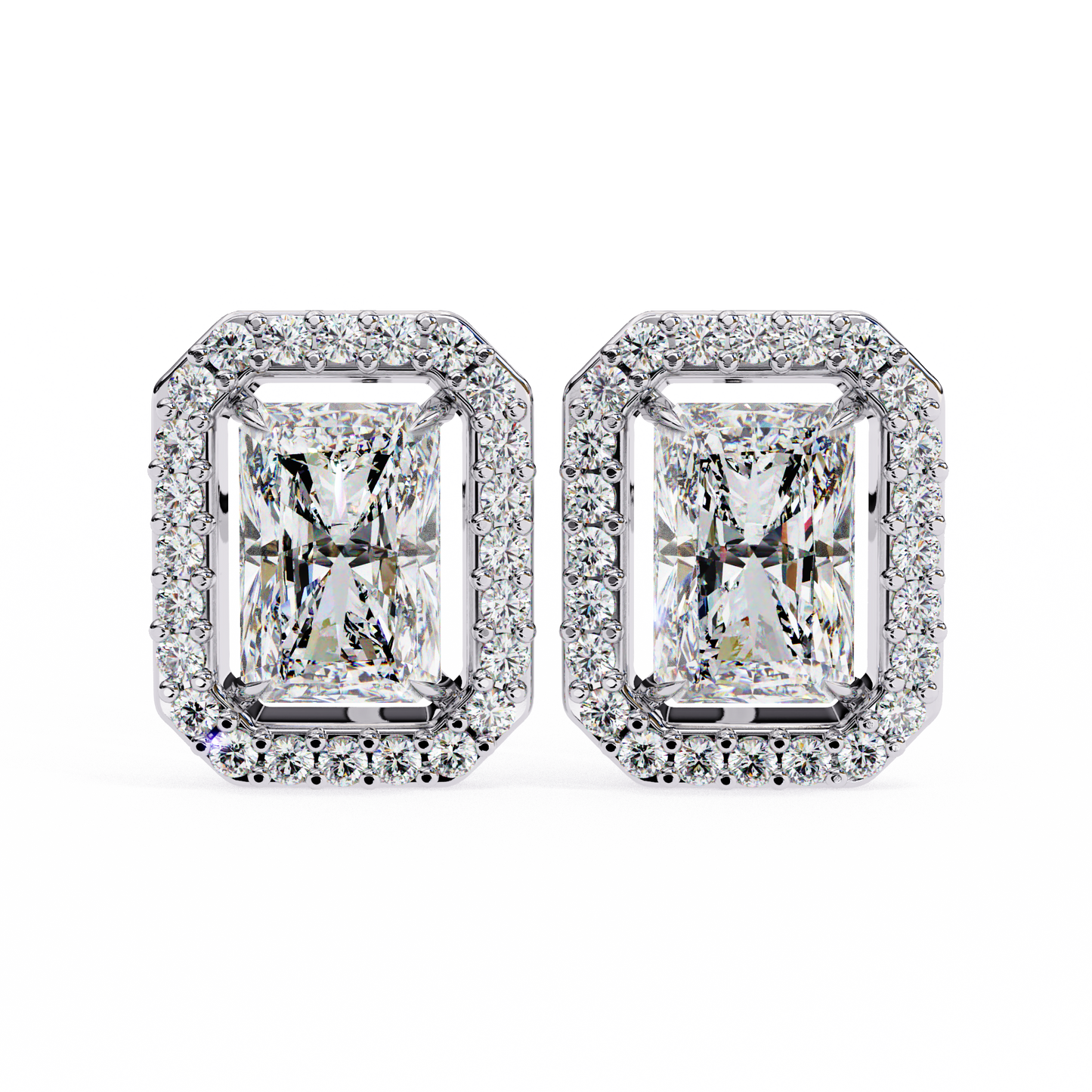 gatsby emerald halo lab grown diamond studs