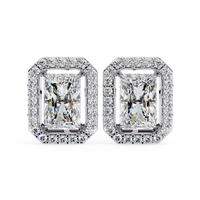 Gatsby Emerald Halo Lab Grown Diamond Studs - Ophiratbf