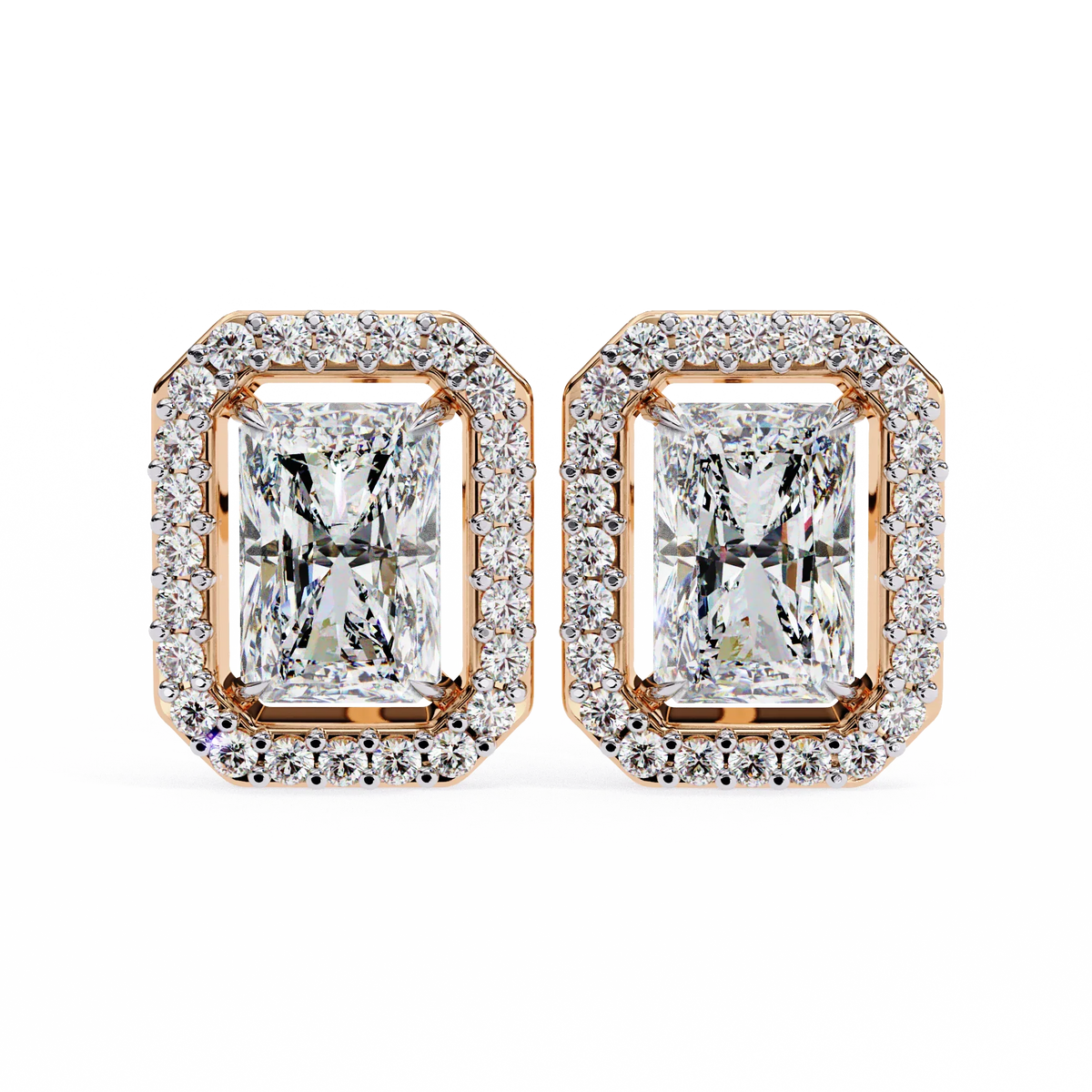 Gatsby Emerald Halo Lab Grown Diamond Studs - Ophiratbf