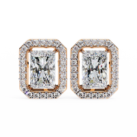 Gatsby Emerald Halo Lab Grown Diamond Studs - Ophiratbf