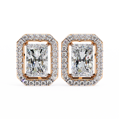 Gatsby Emerald Halo Lab Grown Diamond Studs