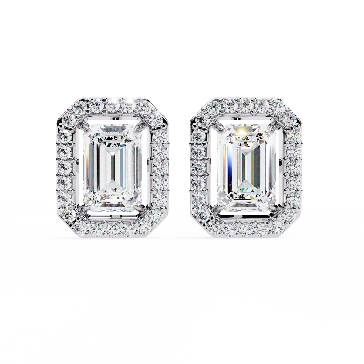 Empire Emerald Halo Lab Grown Diamond Studs - Ophiratbf